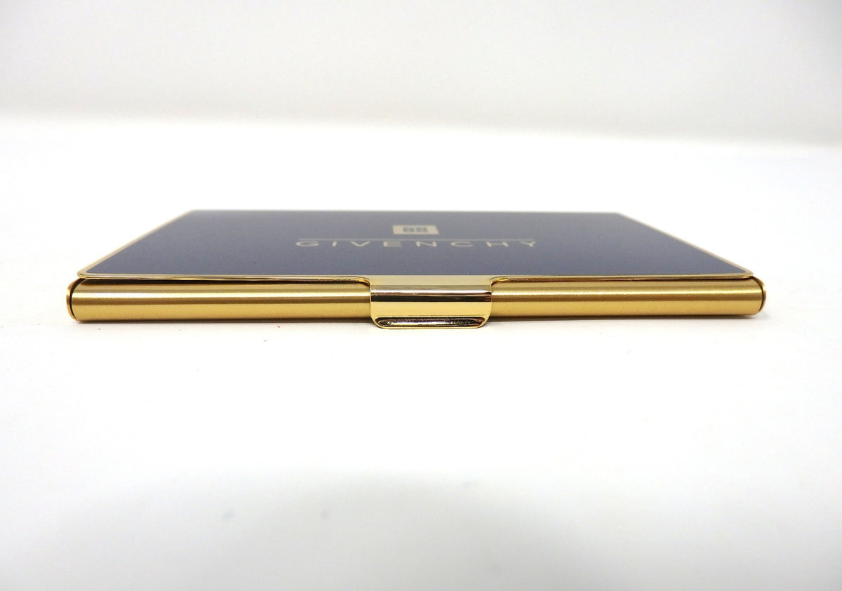 GIVENCHY Logo Card Case Holder Metal Navy × Gold with Box Unused Mint Classic