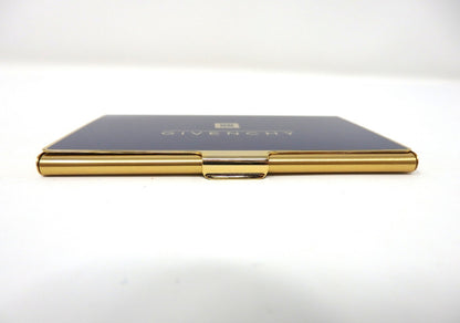 GIVENCHY Logo Card Case Holder Metal Navy × Gold with Box Unused Mint Classic
