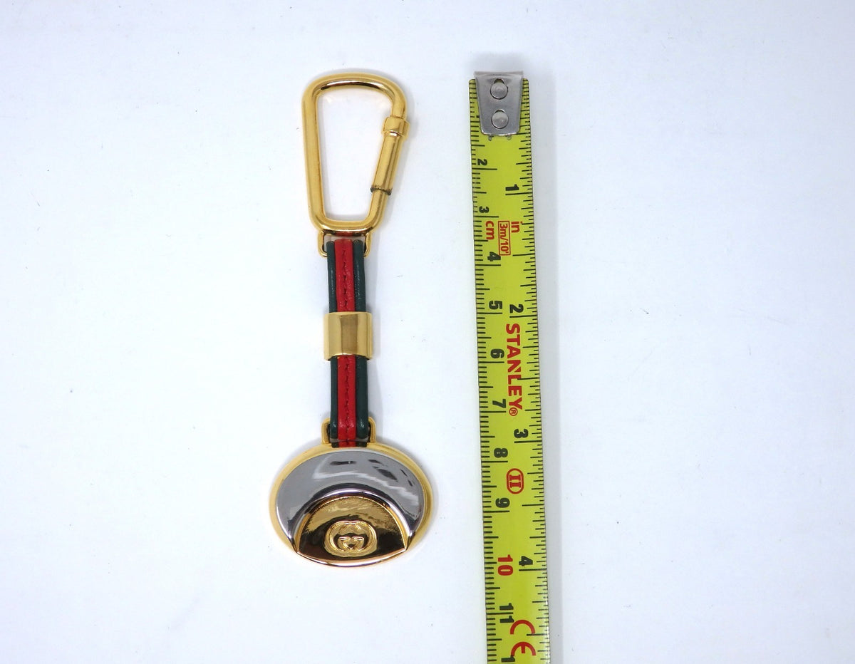 GUCCI Vintage Sherry Line Interlocking G Logo Keychain Holder Ring Charm Boxed