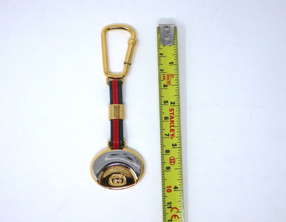 GUCCI Vintage Sherry Line Interlocking G Logo Keychain Holder Ring Charm Boxed